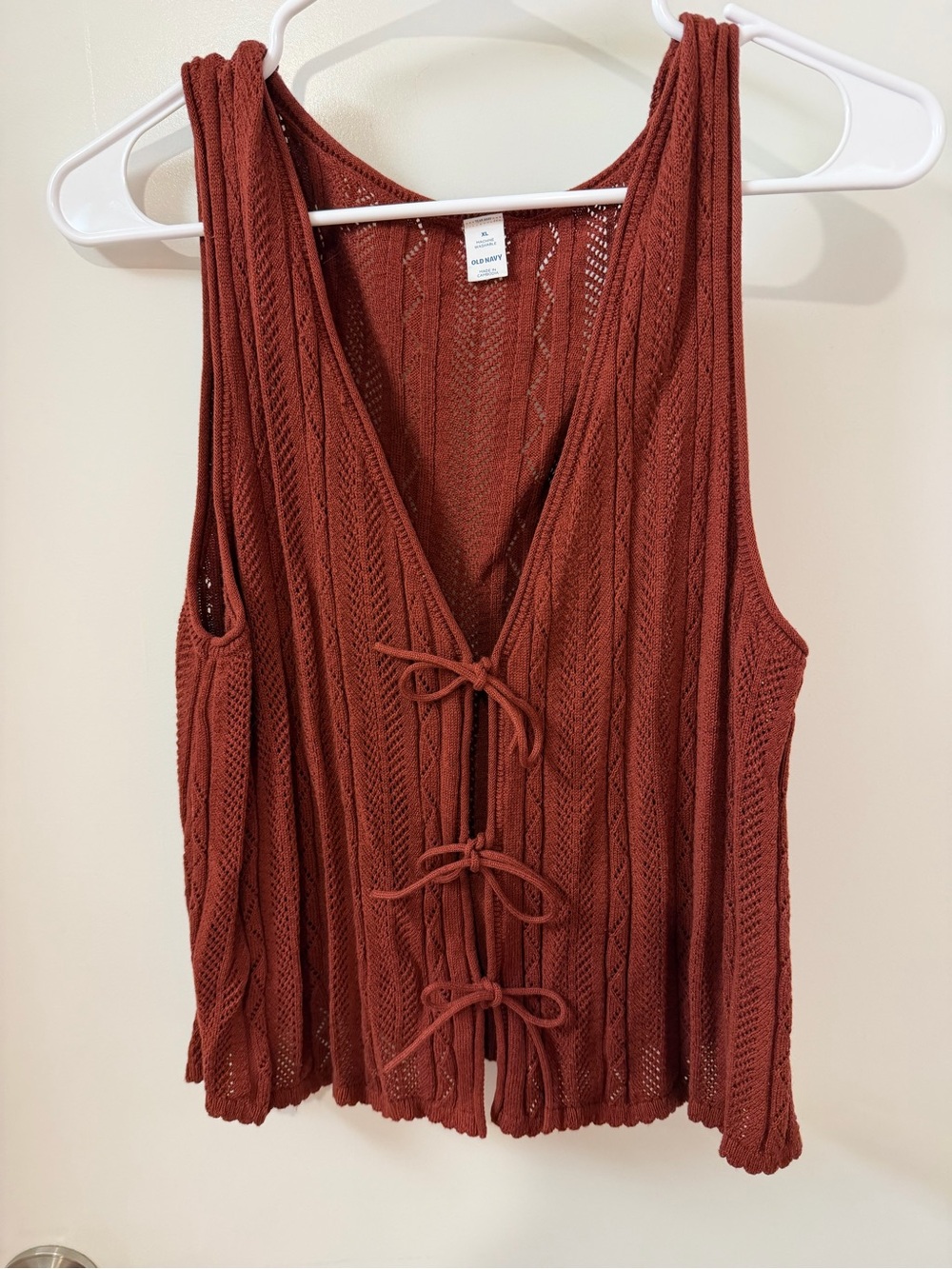 Old Navy Rust Open-Knit Tie-Front Tank